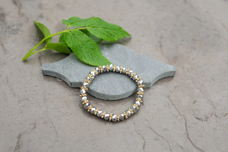 Beaded Friendship Bracelet for Best Friends-Silver Crystal Bead Bracelet