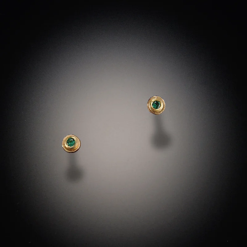 Gemstone Hoop Earrings-Gold Dot Earrings with Emeralds