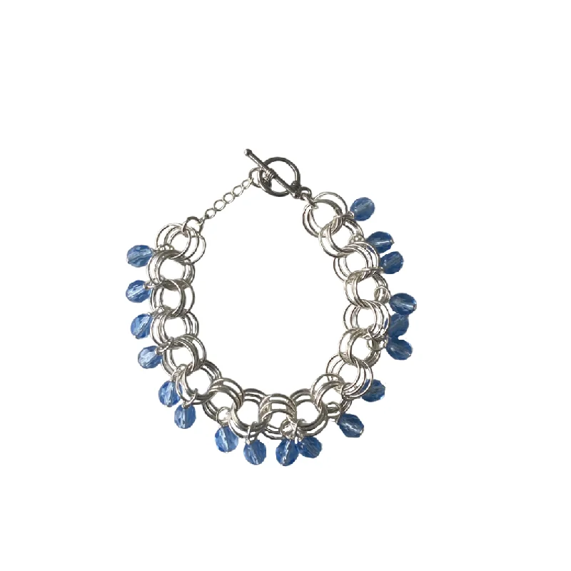 Classic Beaded Charm Bracelet-The Donna Bracelet in Sapphire Blue