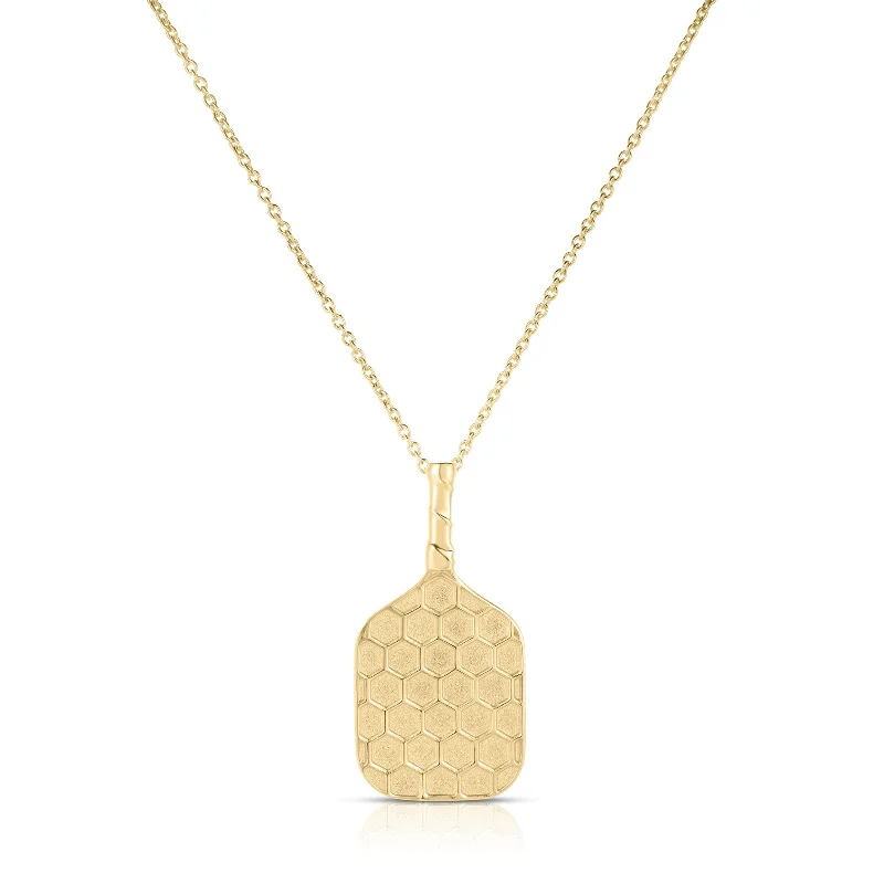 Layered Heart Pendant Necklace-18K Yellow Gold Tiny Treasures Pickleball Paddle Necklace