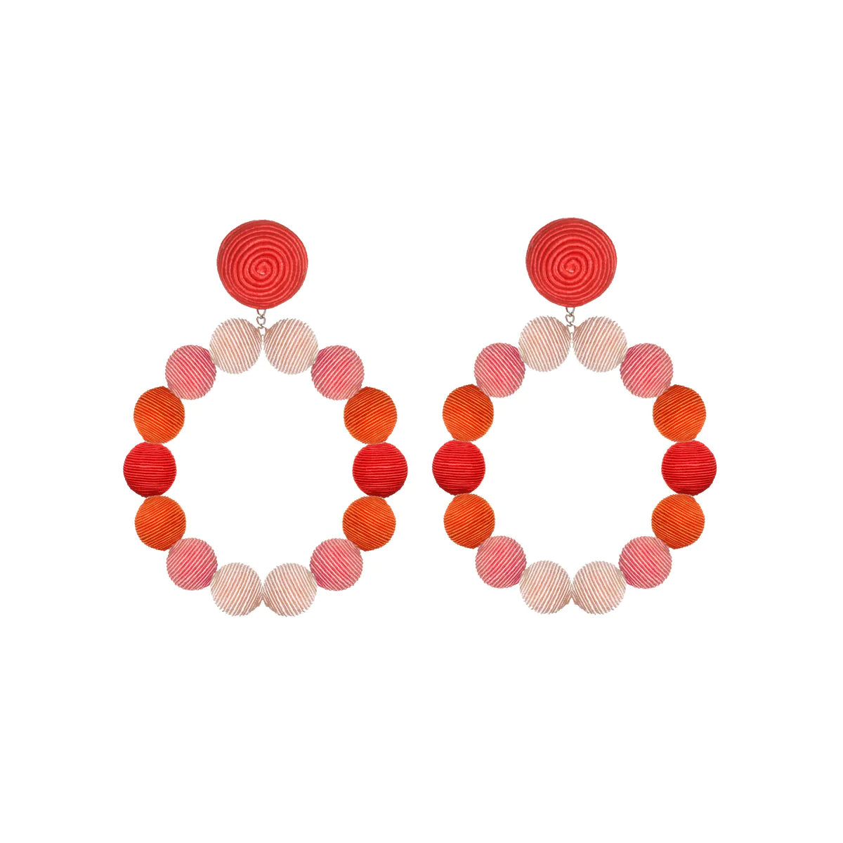 Diamond Stud Earrings-Silk Ombré Sardegna Hoop Coral