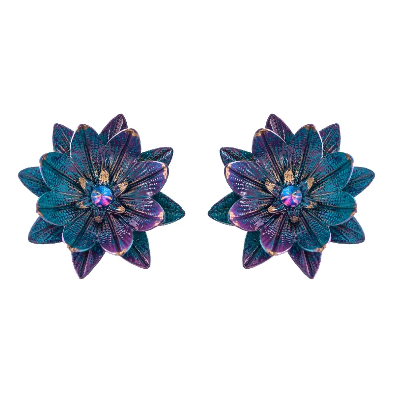 Opal Stud Earrings-Midnight Cereus Earrings