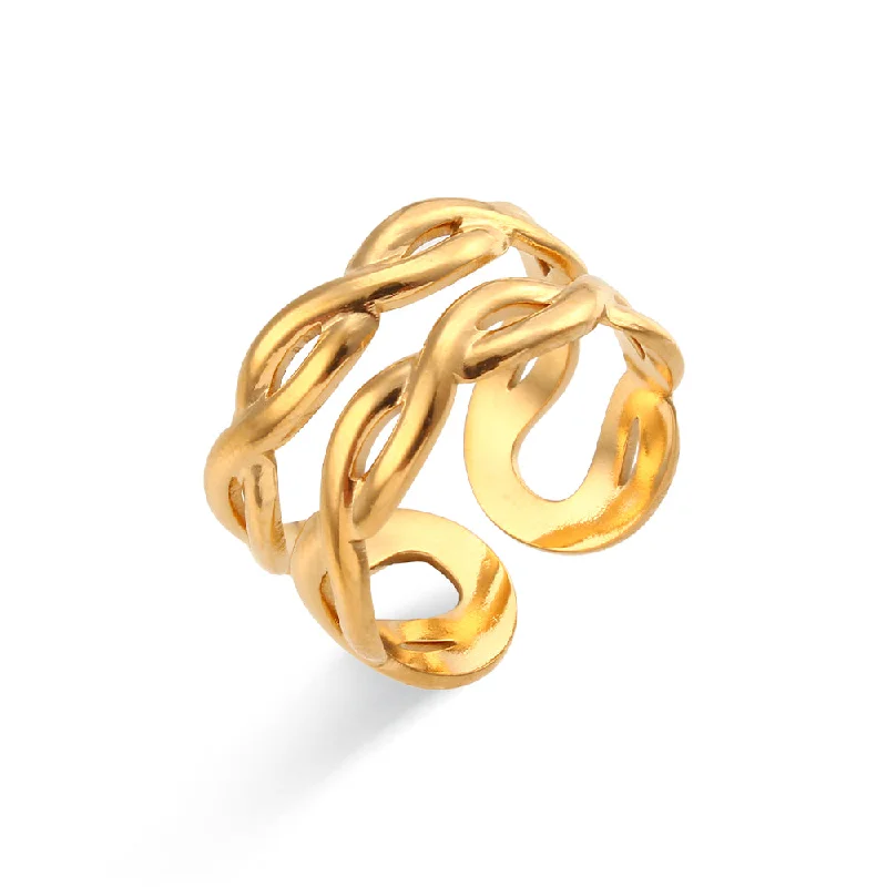 Double-Layer Twist Woven Open Ring