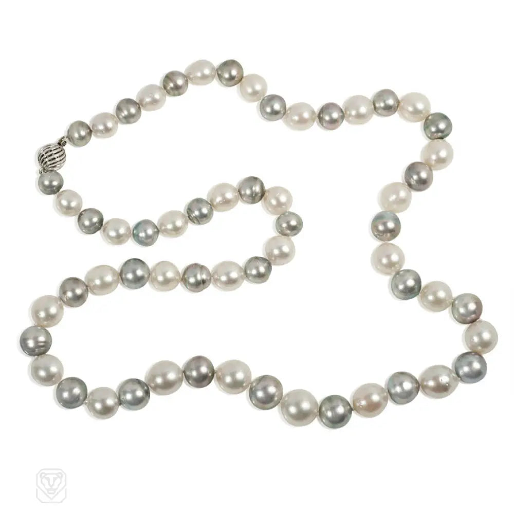 Opal Pendant Necklace-South Sea grey and white pearl necklace