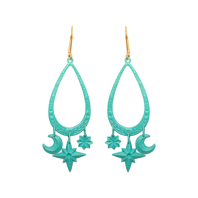 Handmade Gold Earrings-Aqua Navigator Earrings