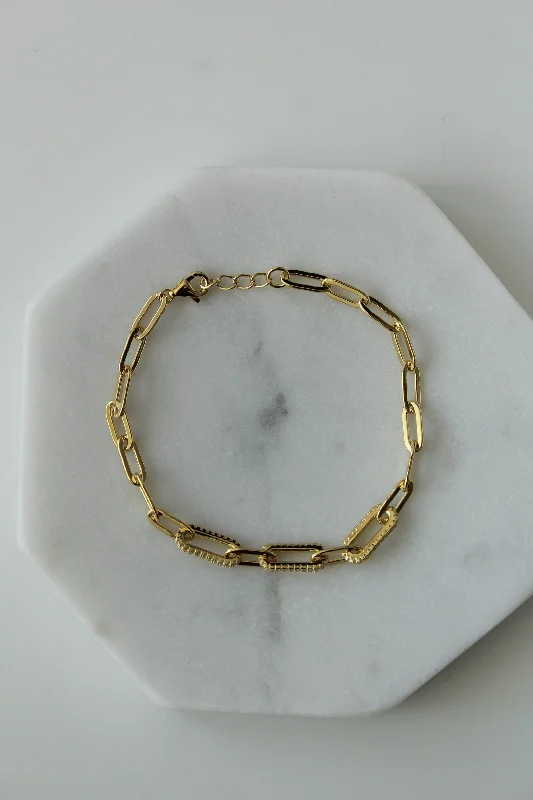 Designer Chain Bracelet-Micropave Oval Paperclip Bracelet