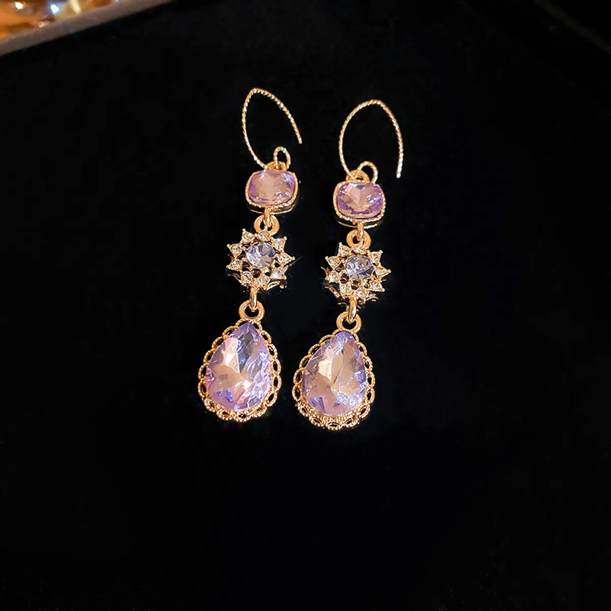 1 Pair Simple Style Water Droplets Inlay Alloy Zircon Drop Earrings