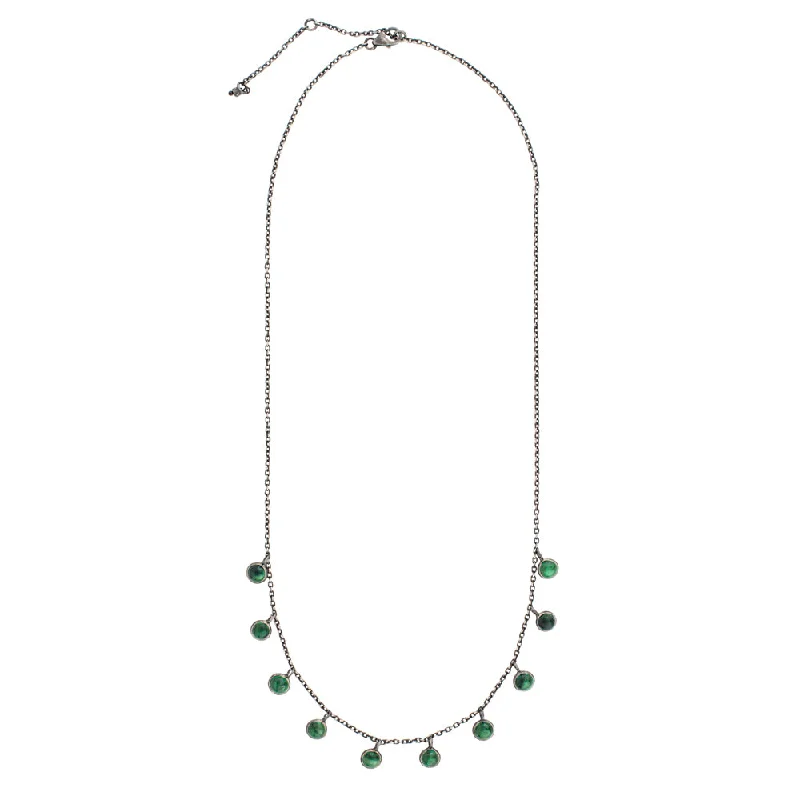 Stylish Heart Necklace-Many Moons Necklace in Malachite & Antiqued Silver