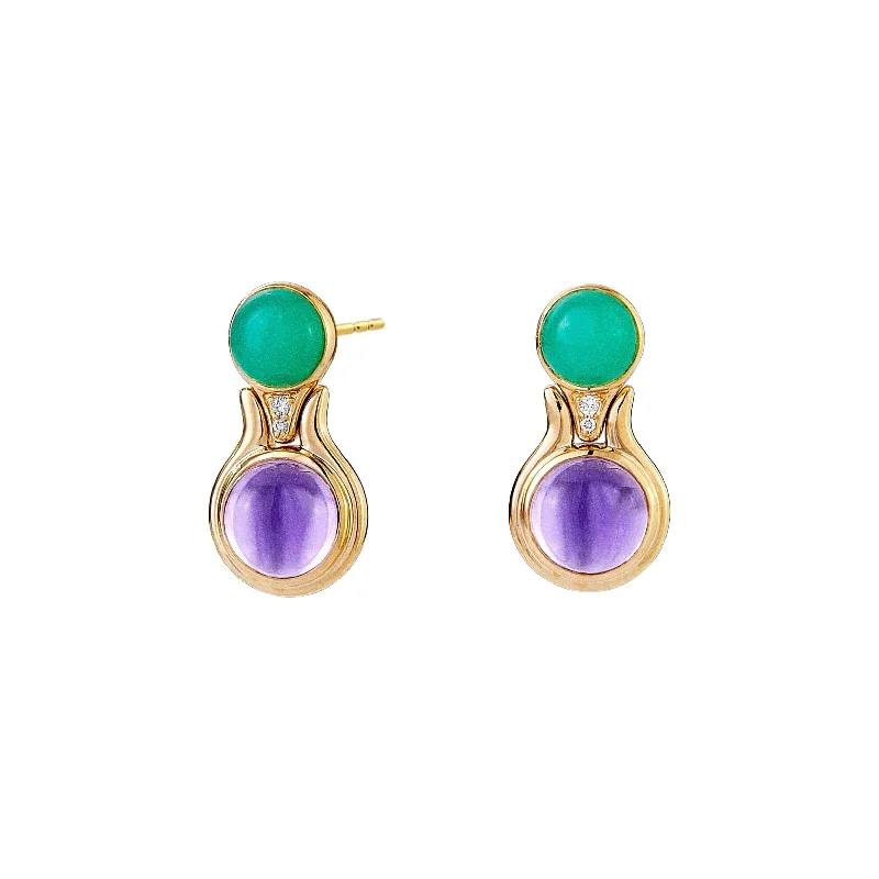 Black Earrings for Women-Chrysoprase & Amethyst Earrings