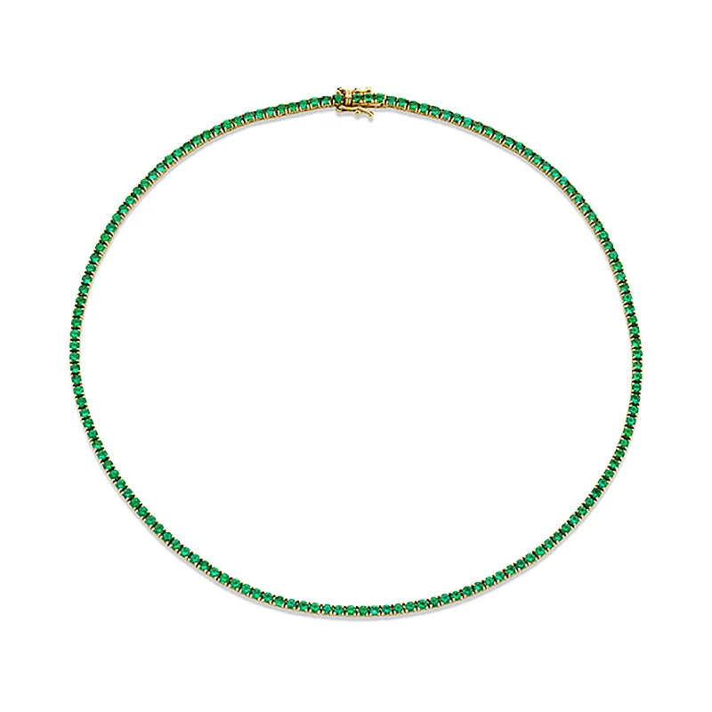 Designer Necklace for Weddings-Emerald Infinity Tennis Choker | Ready to Ship