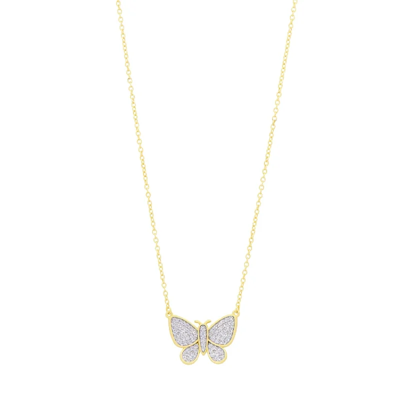 Dainty Crystal Necklace-Butterflies in Bloom Pendant Necklace