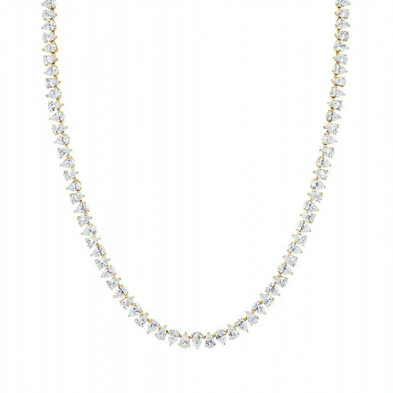 Choker Necklace for Women-18K Reverse Water Drop Diamond Tennis Necklace