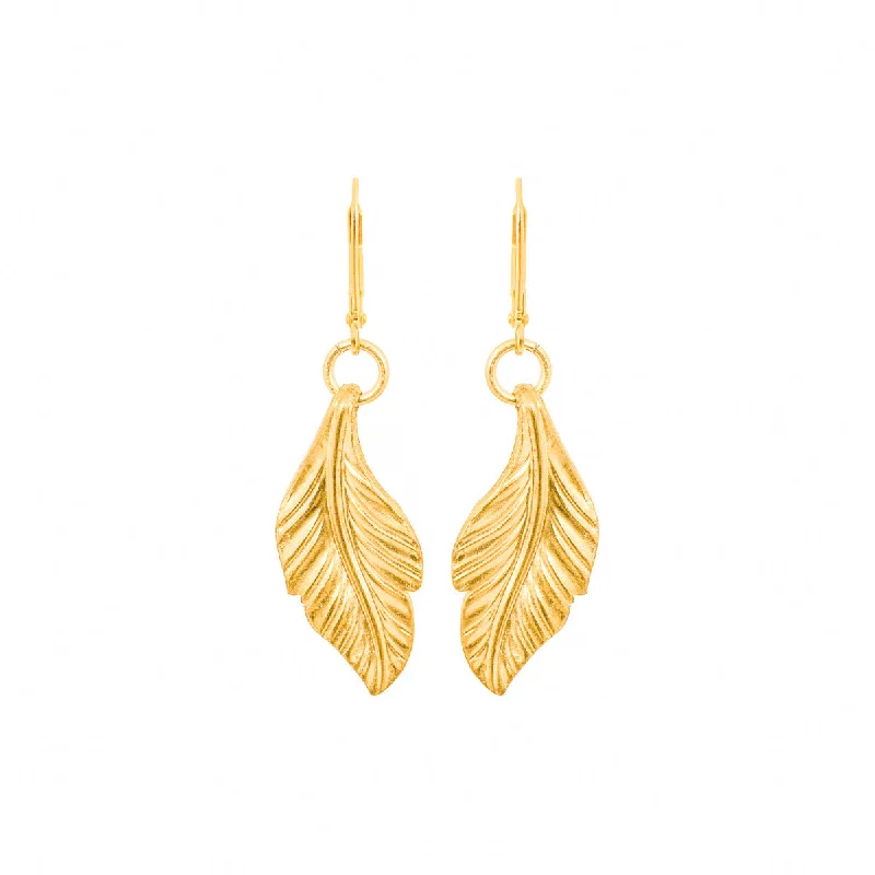 Gold Clip-On Earrings-Single Plume Earrings