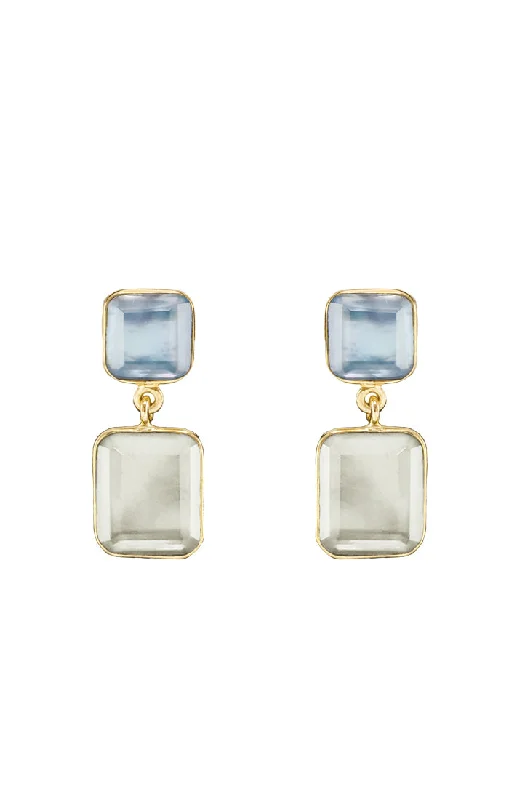 Shiny Drop Earrings-Melva Blue White