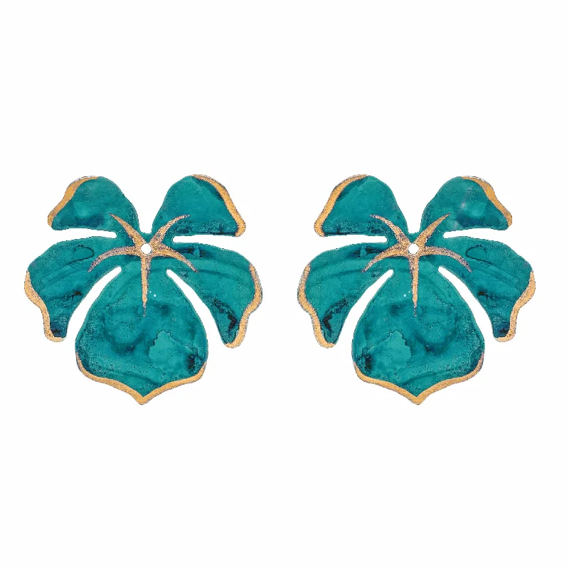 Emerald Earrings for Women-Single Teal Tahiti Earrings