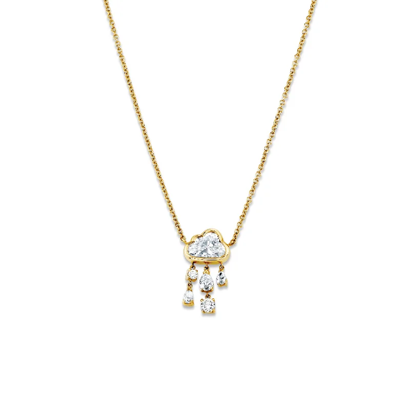 Custom Gold Necklace-Diamond Rain Cloud Necklace