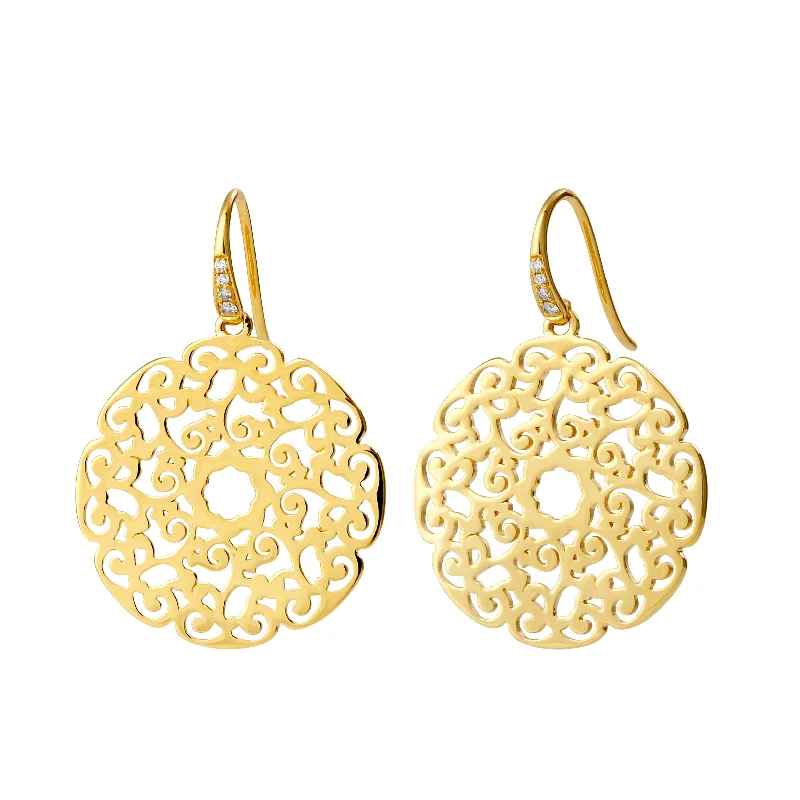 Luxury Gemstone Earrings-Ornate Gold Earrings