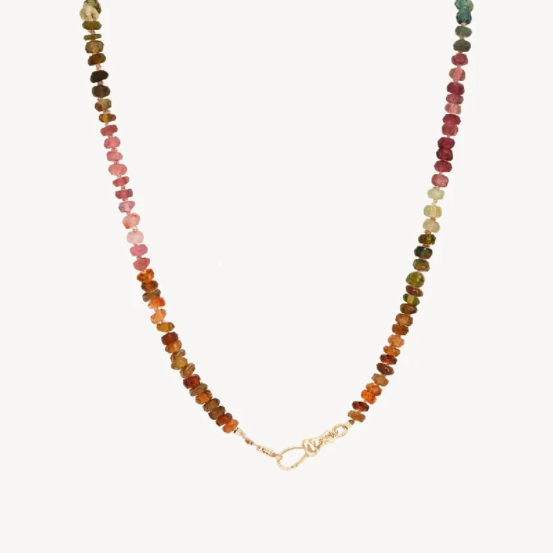 Natural Stone Pendant for Necklace-tourmaline beaded mood necklace - 10k yellow gold, tourmaline