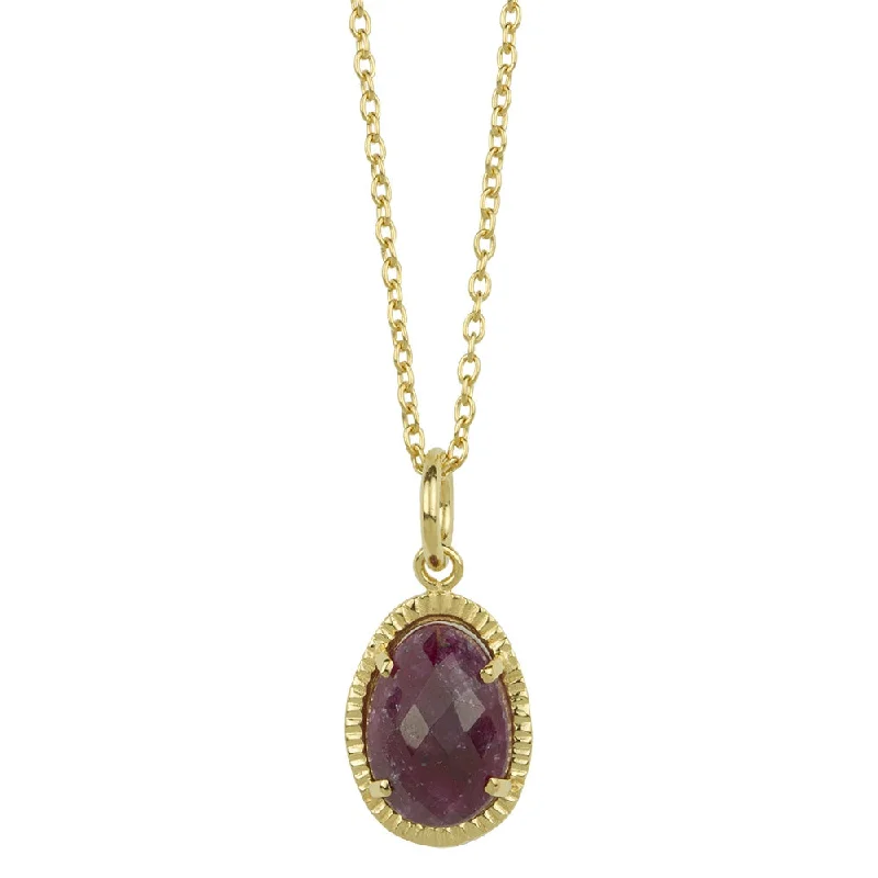 Dainty Crystal Necklace-Organic Orb Ruby Necklace