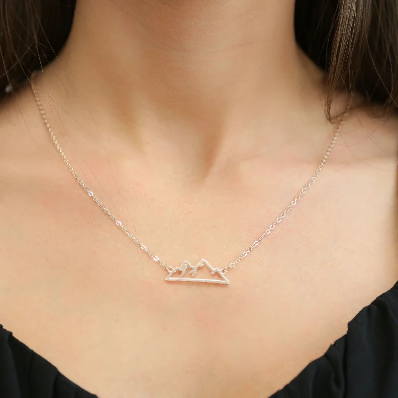 Delicate Gold Necklace-PEAK -  Silver Necklace Dainty Chain with Mountain Charm