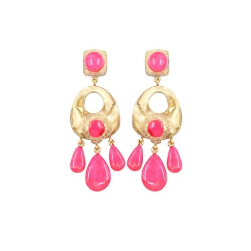 Vintage Drop Earrings-Zelia Pink