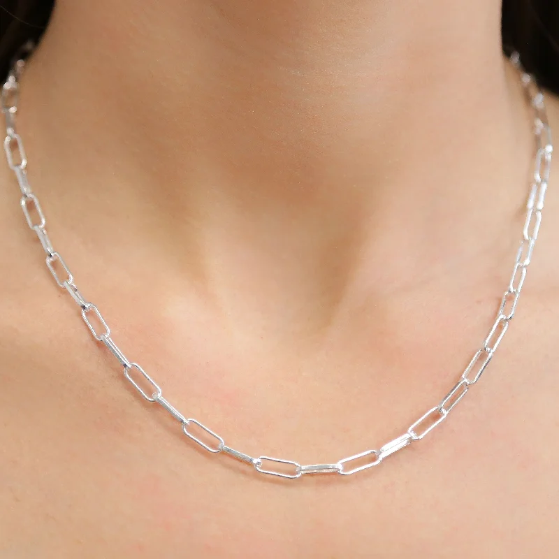 Trendy Layered Necklace-CHAINED - Silver Link Chain Necklace