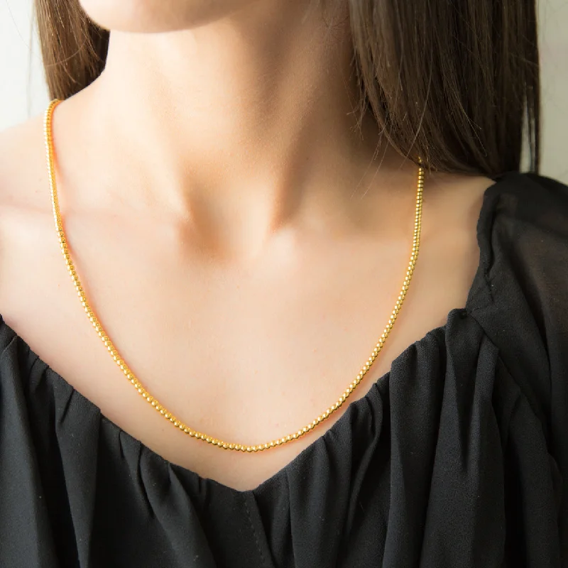 Pearl Chain Pendant Necklace-NECK BALL - 18K Gold Plated | 22 Inch