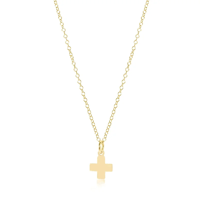 Unique Gold Necklace-egirl 14" Necklace Gold- Signature Cross Gold Charm