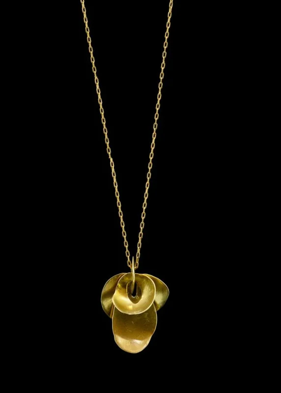 Custom Gold Necklace with Initials-Large Orchid Pendant Necklace