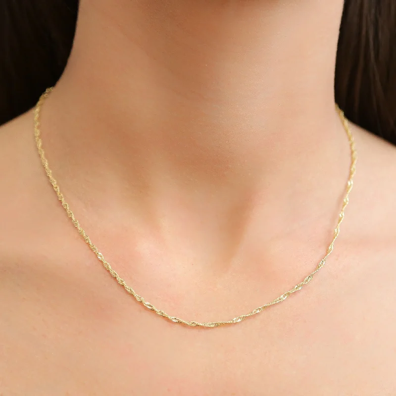 Birthstone Necklace for Mom-TANGLED - Gold Dainty Twisted Chain