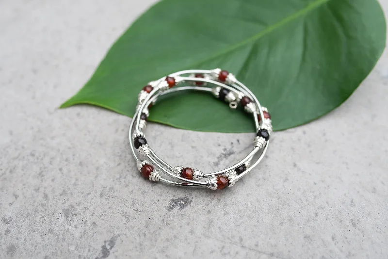 Dainty Charm Bracelet-Red Agate Stone Barwrap Bracelet