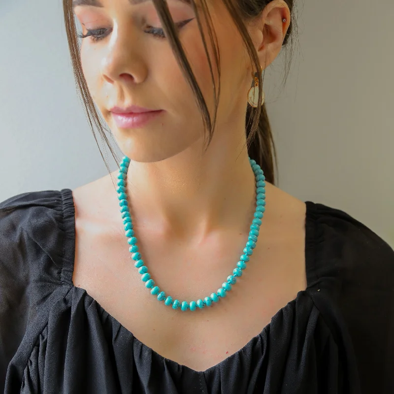 Luxury Silver Necklace-Gem Turquoise Necklace 18.5 inches