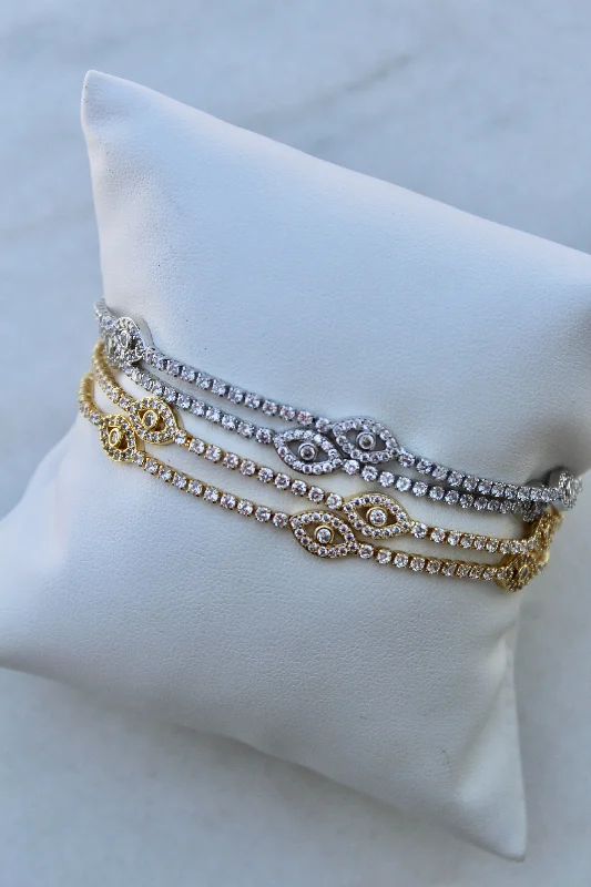 Dainty Gold Chain Bracelet-Lara Eye Tennis Bracelet