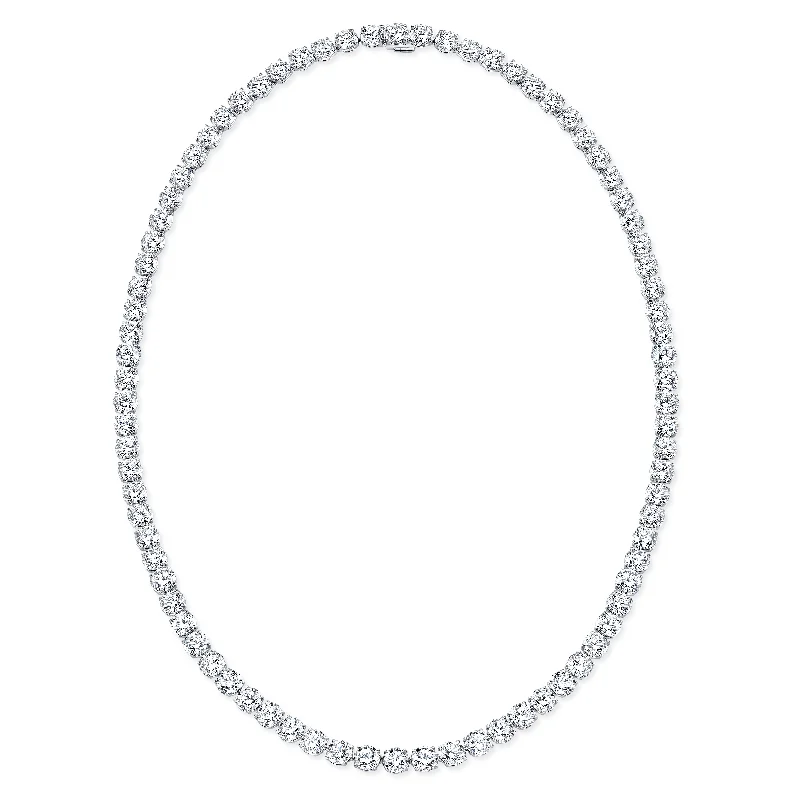 Fashion Bar Necklace-Round 84.35ct Diamond Line Necklace in 18kt White Gold