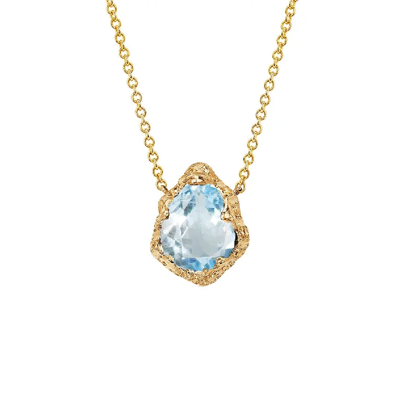 Classic Pearl Necklace-Baby Queen Water Drop Aquamarine Solitaire Necklace