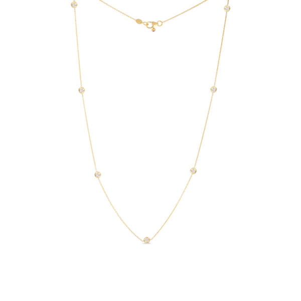 Pearl Charm Necklace-18K GOLD DIAMONDS BY THE INCH 7 STATION NECKLACE