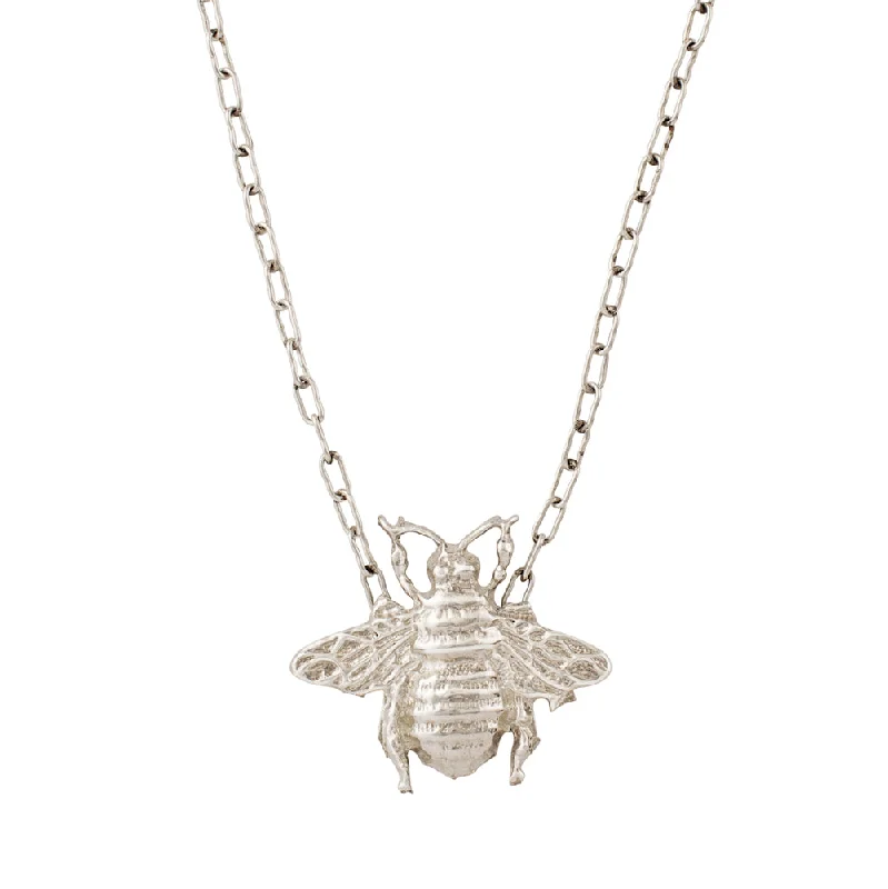 Bridal Crystal Necklace-Big Bee Necklace in Silver