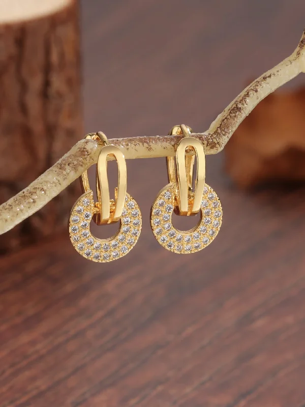 1 Pair Basic Simple Style Commute Circle Plating Hollow Out Inlay Copper Zircon 18k Gold Plated Drop Earrings