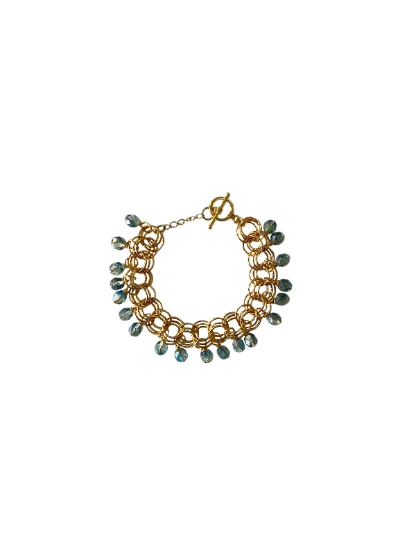 Rose Gold Friendship Bracelet-The Donna Bracelet in Blue-Green