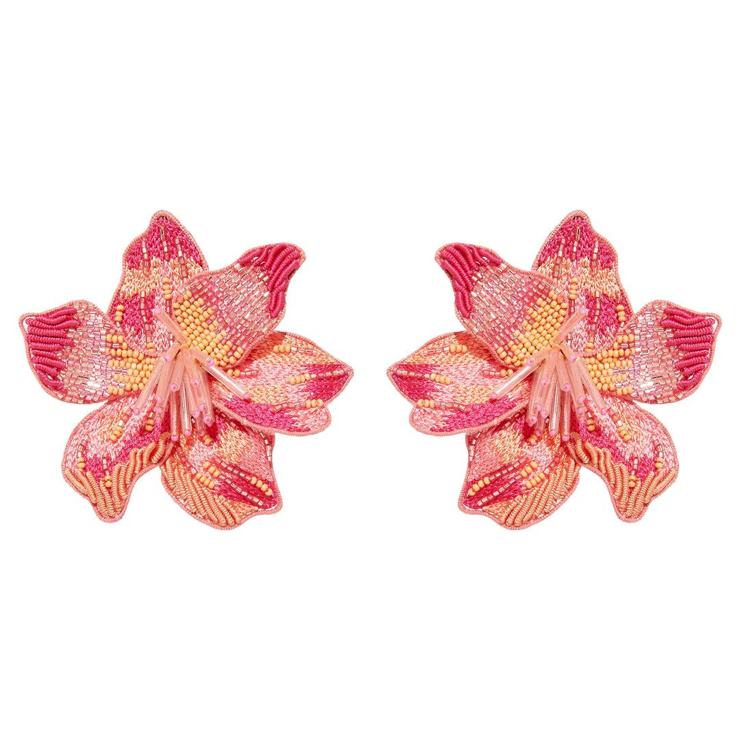 Gold Chain Earrings-Margarite Hot Pink