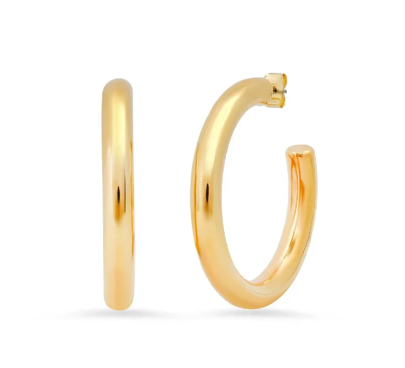 Fancy Earrings for Weddings-Classic Gold Hoop