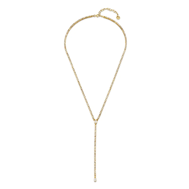 Two-Tone Gold Necklace-18K Iris Diamond Tennis Lariat