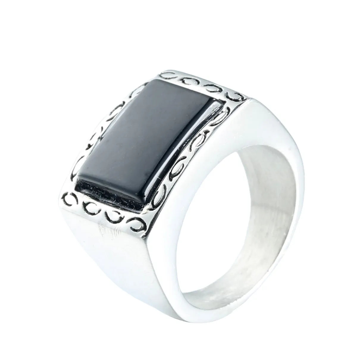 Wedding Band with Sapphire-Vintage Style Roman Style Gem 316 Stainless Steel  Inlay Gem Unisex Rings