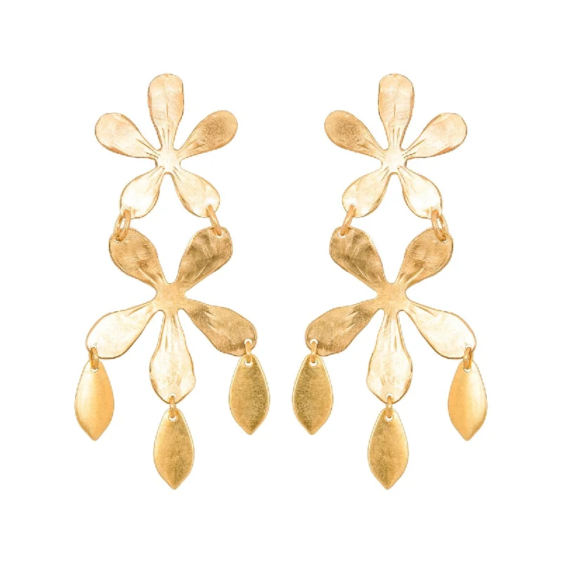 Classic Round Earrings-Gold Blossom Earrings