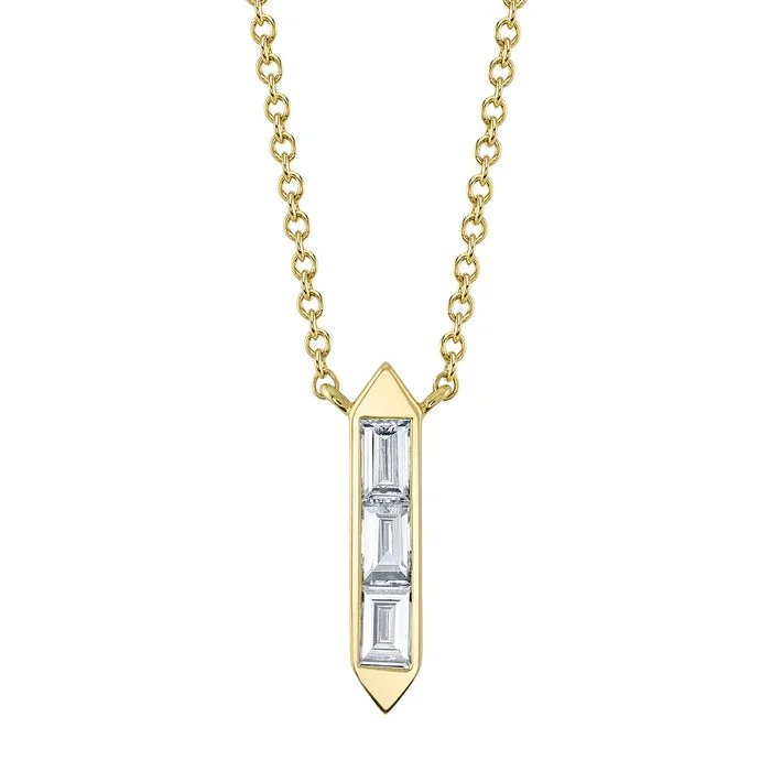 Silver Infinity Pendant Necklace-0.18CT DIAMOND BAGUETTE NECKLACE