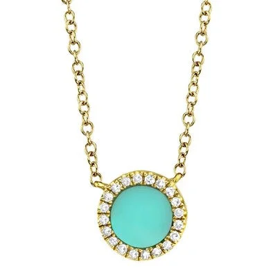 Elegant Silver Necklace-0.04CT DIAMOND & 0.33CT COMPOSITE TURQUOISE NECKLACE