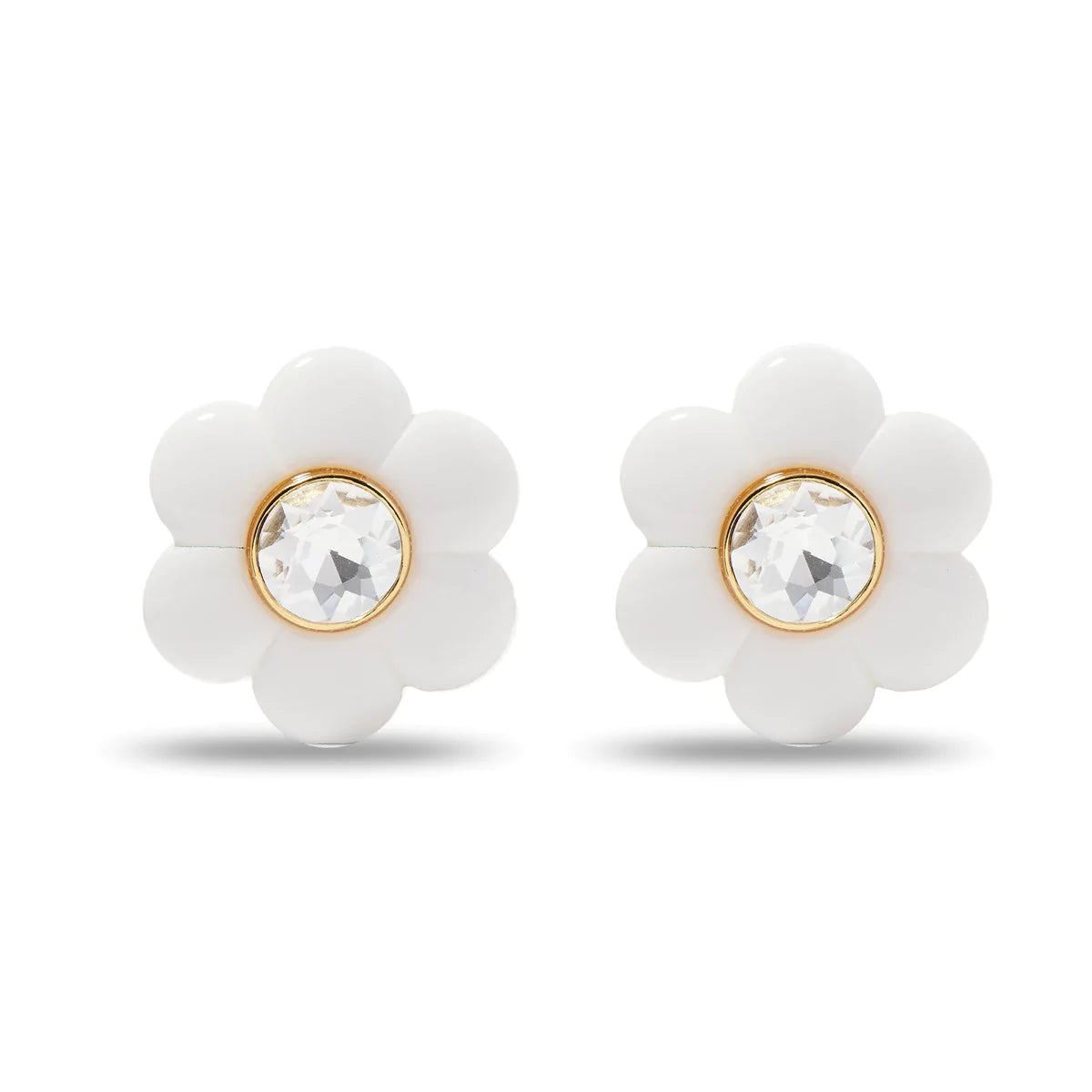 Large Statement Earrings-White crystal flower