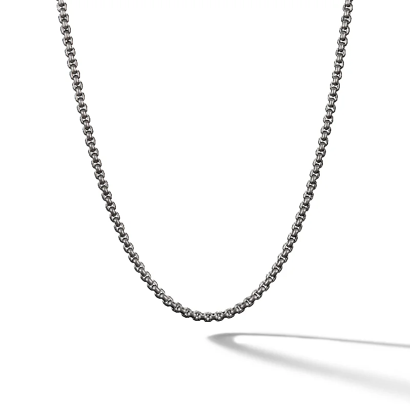 Layered Silver Necklace-Box Chain Necklace in Grey Titanium\, 2.7mm