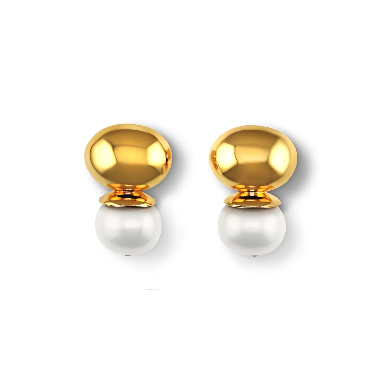 Shiny Stud Earrings-Pebble Orb Earring White Pearl