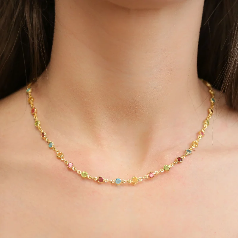 Luxury Gemstone Necklace-ABLAZE - Colorful Gem & Gold Necklace